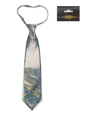 14468 stropdas hologram zilver