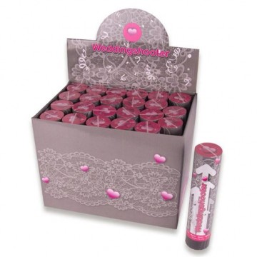 19053 party popper bruiloft 20 cm veersysteem witte folie en confetti streamers worp ca 3 meter 150