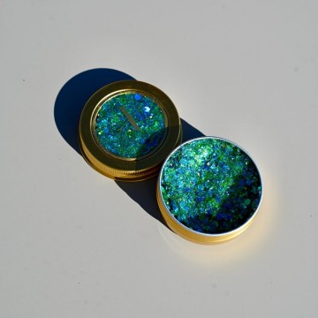 Sparkling blue gezicht glitters